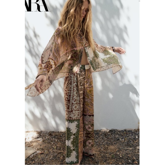 Zara Tops - ZARA ~PATCHWORK CAPE BLOUSE (NWT)